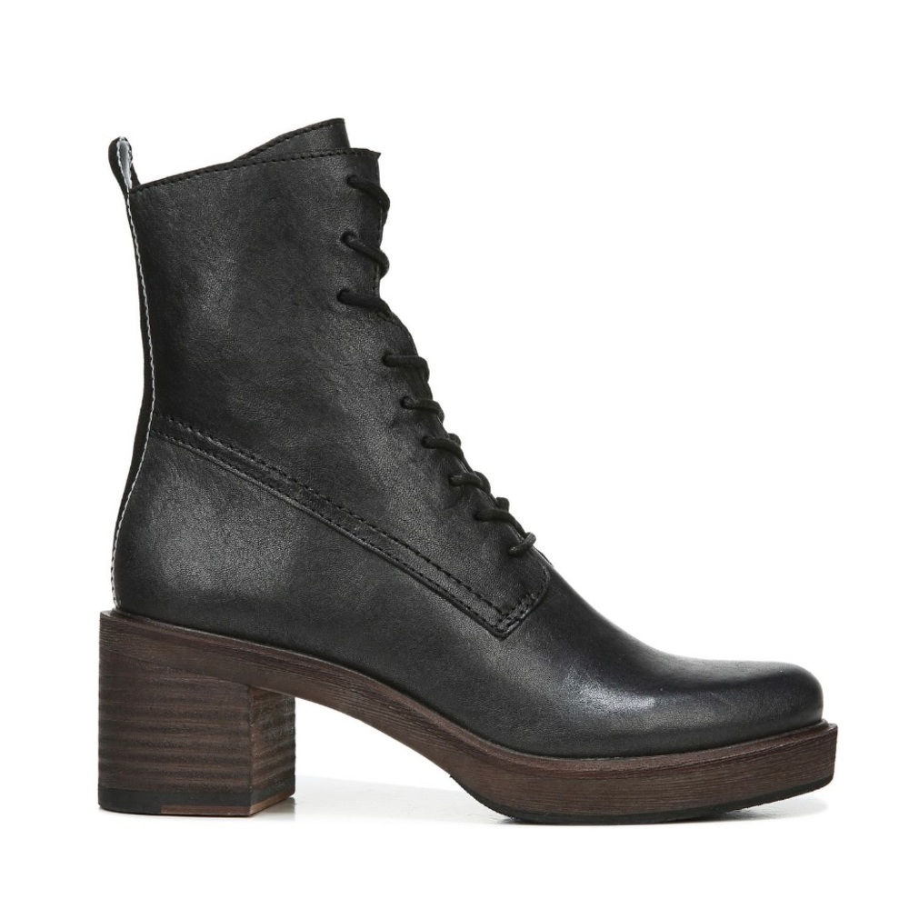 Sarto by Franco Sarto Black Leather Lace Up Heel Combat Boot NWT 6.5 - Picture 3 of 9